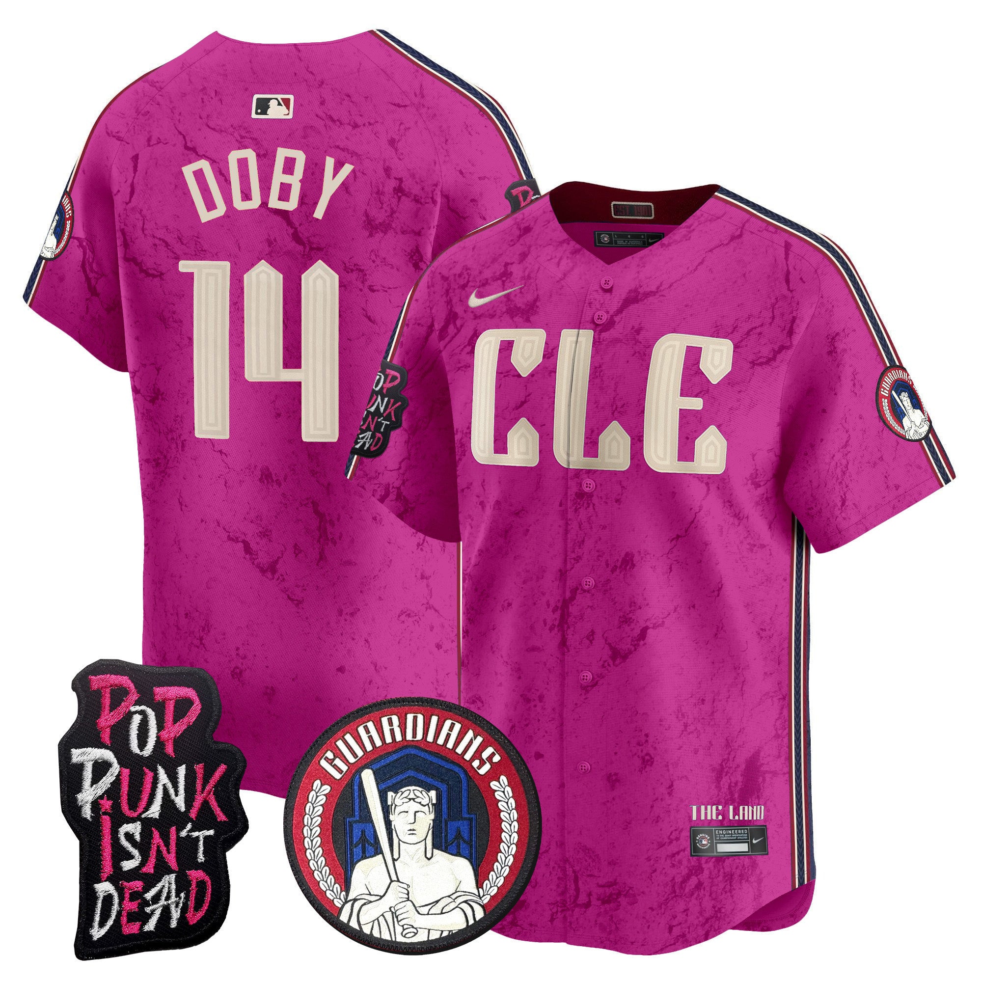 Men's Cleveland Guardians MGK Patch Vapor Premier Limited Jersey - All Stitched - Pink, Larry Doby