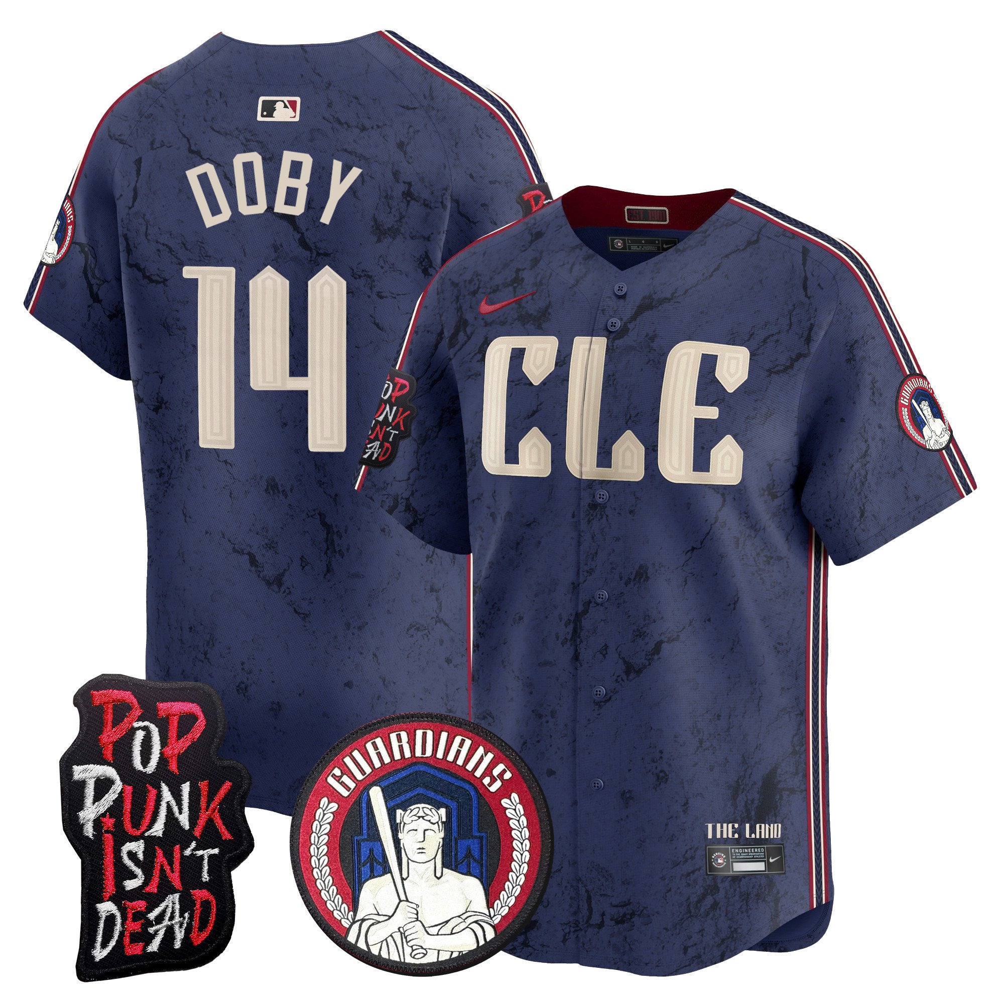 Men's Cleveland Guardians MGK Patch Vapor Premier Limited Jersey - All Stitched - City Connect, Larry Doby