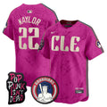 Men's Cleveland Guardians MGK Patch Vapor Premier Limited Jersey - All Stitched - Pink, Josh Naylor