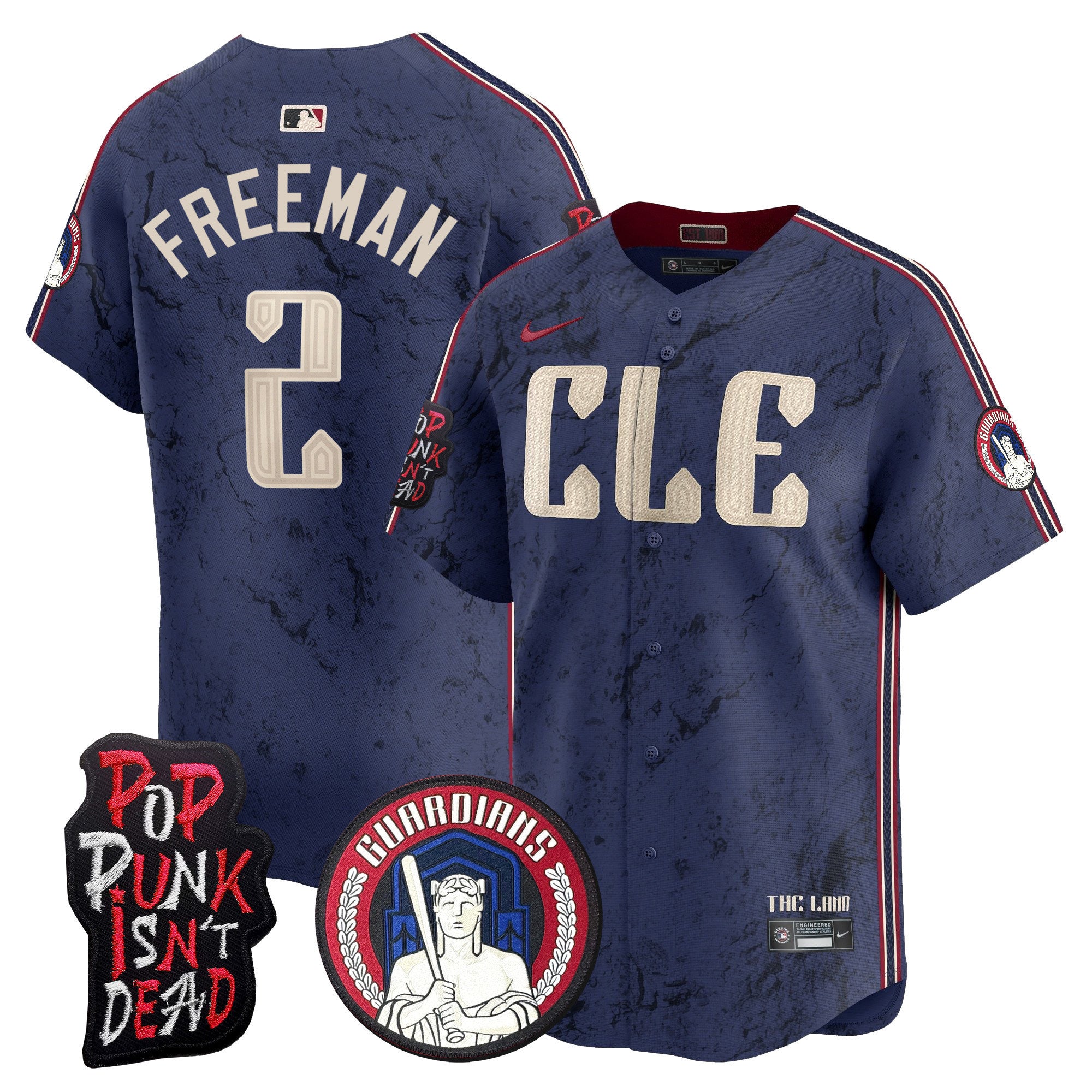 Men's Cleveland Guardians MGK Patch Vapor Premier Limited Jersey - All Stitched - City Connect, Tyler Freeman