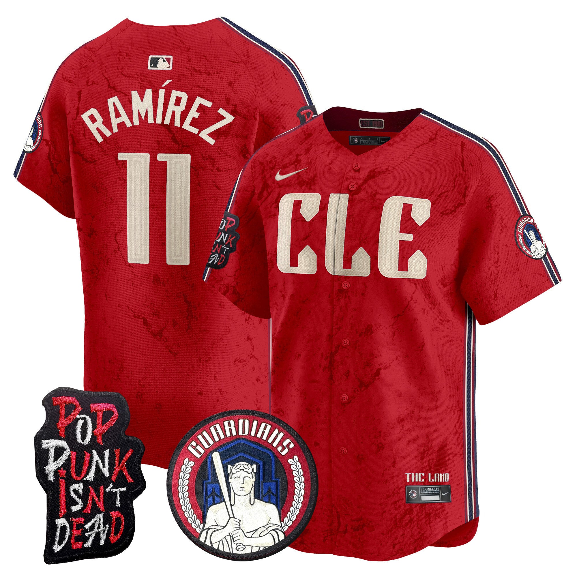 Men's Cleveland Guardians MGK Patch Vapor Premier Limited Jersey - All Stitched - Red, José Ramírez