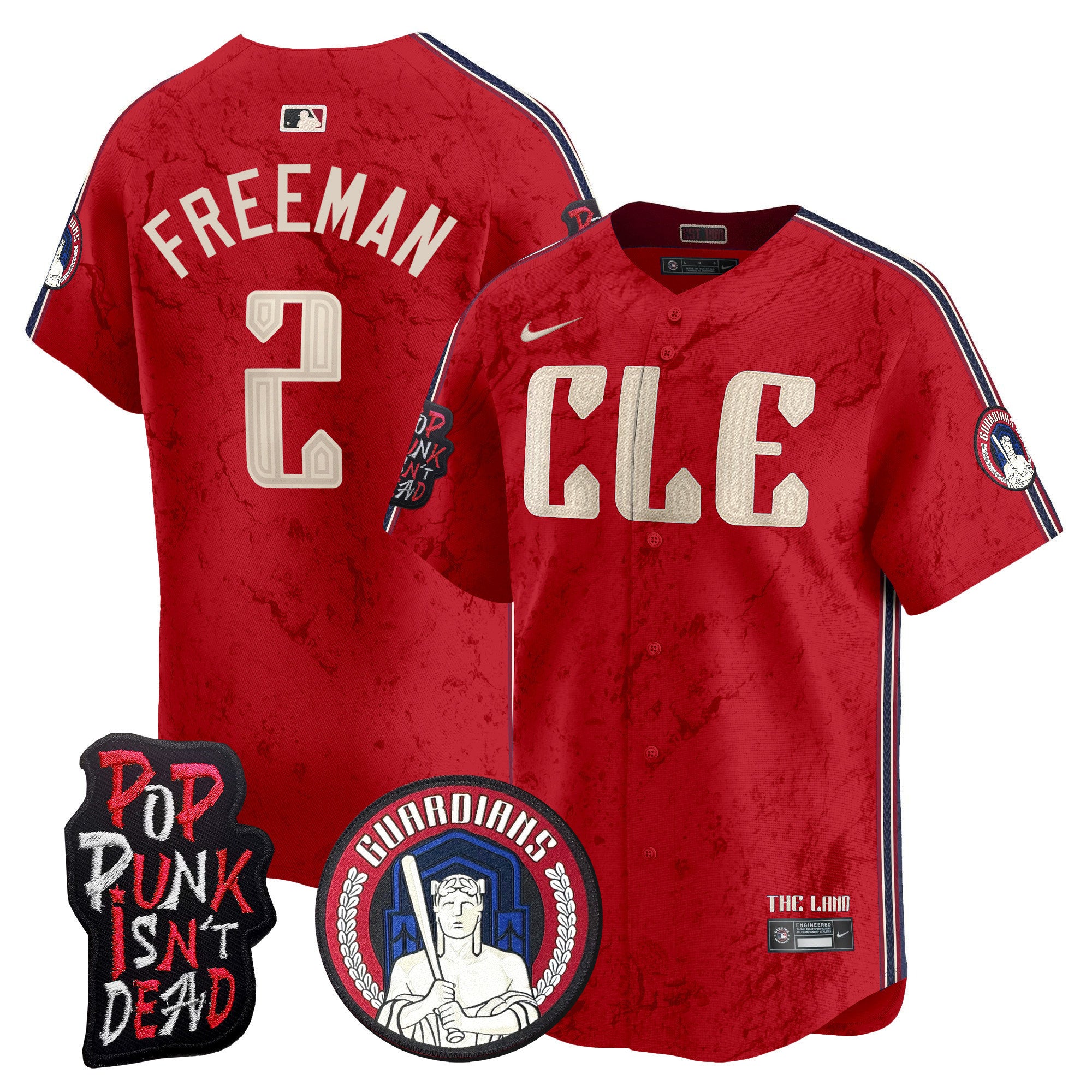 Men's Cleveland Guardians MGK Patch Vapor Premier Limited Jersey - All Stitched - Red, Tyler Freeman