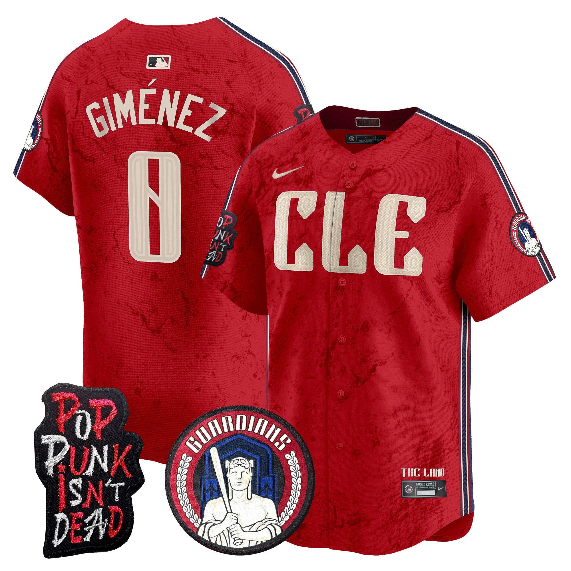 Men's Cleveland Guardians MGK Patch Vapor Premier Limited Jersey - All Stitched - Red, Andres Gimenez