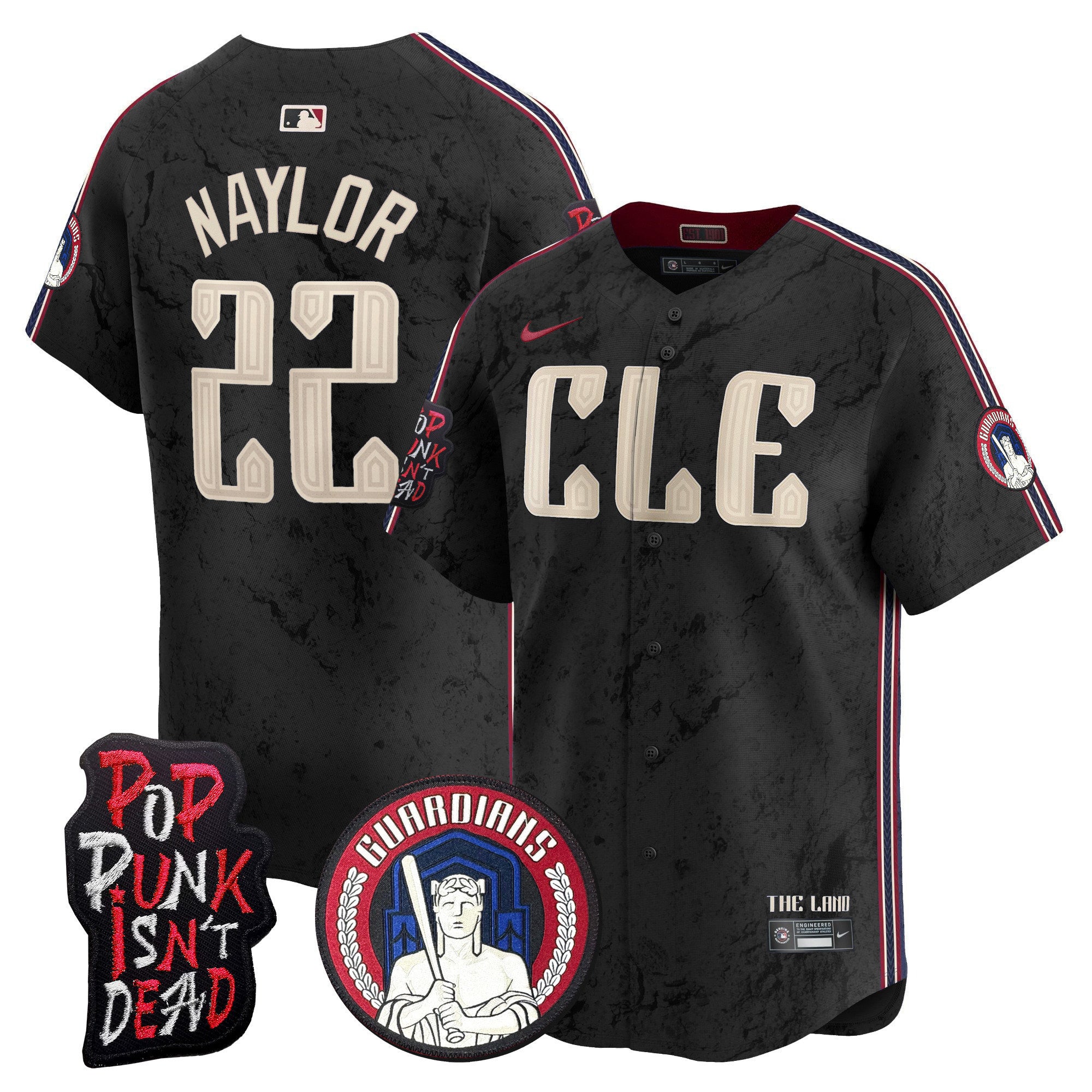 Men's Cleveland Guardians MGK Patch Vapor Premier Limited Jersey - All Stitched - Black, Josh Naylor