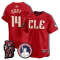 Men's Cleveland Guardians MGK Patch Vapor Premier Limited Jersey - All Stitched - Red, Larry Doby