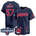 Men's Cleveland Indians 2024 AL Central Division Champions Vapor Premier Limited Jersey - All Stitched - Navy, Shane Bieber