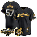 Men's Cleveland Indians 2024 AL Central Division Champions Vapor Premier Limited Jersey - All Stitched - Black Gold, Shane Bieber