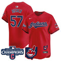 Men's Cleveland Indians 2024 AL Central Division Champions Vapor Premier Limited Jersey - All Stitched - Red, Shane Bieber