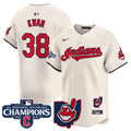 Men's Cleveland Indians 2024 AL Central Division Champions Vapor Premier Limited Jersey - All Stitched - Cream, Steven Kwan