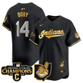 Men's Cleveland Indians 2024 AL Central Division Champions Vapor Premier Limited Jersey - All Stitched - Black Gold, Larry Doby
