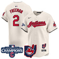 Men's Cleveland Indians 2024 AL Central Division Champions Vapor Premier Limited Jersey - All Stitched - Cream, Tyler Freeman