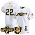 Men's Cleveland Indians 2024 AL Central Division Champions Vapor Premier Limited Jersey - All Stitched - White Gold, Josh Naylor