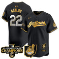 Men's Cleveland Indians 2024 AL Central Division Champions Vapor Premier Limited Jersey - All Stitched - Black Gold, Josh Naylor