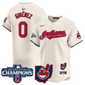 Men's Cleveland Indians 2024 AL Central Division Champions Vapor Premier Limited Jersey - All Stitched - Cream, Andres Gimenez