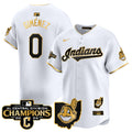 Men's Cleveland Indians 2024 AL Central Division Champions Vapor Premier Limited Jersey - All Stitched - White Gold, Andres Gimenez