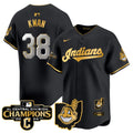 Men's Cleveland Indians 2024 AL Central Division Champions Vapor Premier Limited Jersey - All Stitched - Black Gold, Steven Kwan