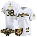 Men's Cleveland Indians 2024 AL Central Division Champions Vapor Premier Limited Jersey - All Stitched - White Gold, Steven Kwan