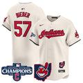 Men's Cleveland Indians 2024 AL Central Division Champions Vapor Premier Limited Jersey - All Stitched - Cream, Shane Bieber