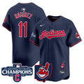 Men's Cleveland Indians 2024 AL Central Division Champions Vapor Premier Limited Jersey - All Stitched - Navy, José Ramírez