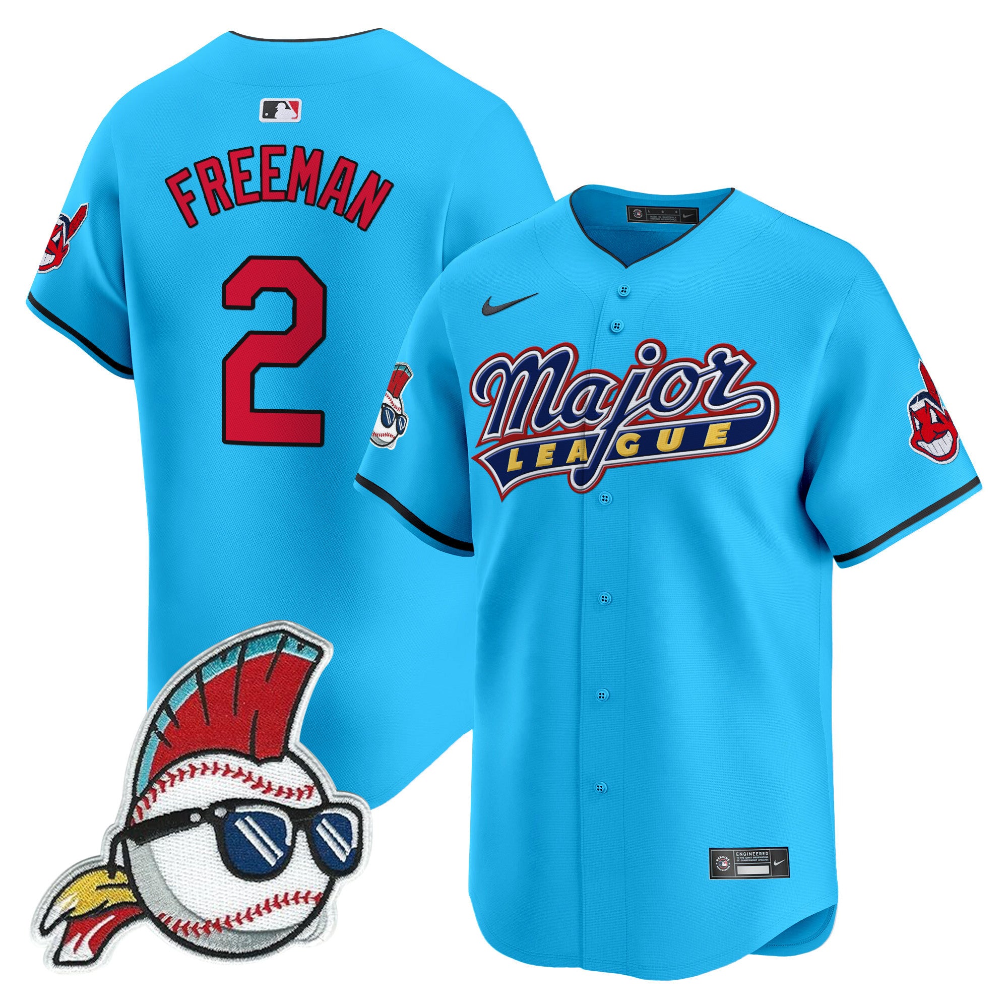 Men's Cleveland Indians Major League Vapor Premier Limited Jersey - All Stitched - Light Blue, Tyler Freeman