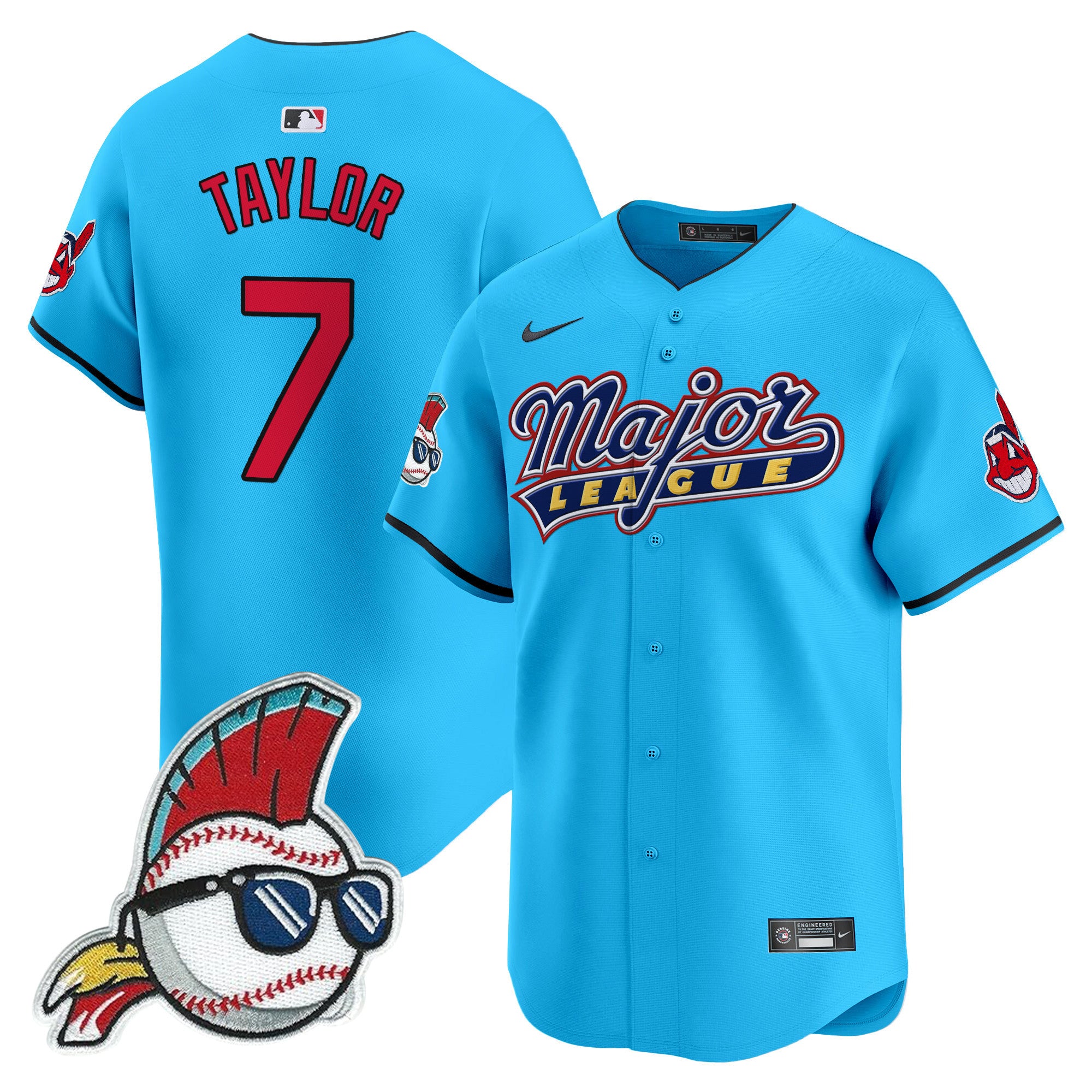 Men's Cleveland Indians Major League Vapor Premier Limited Jersey - All Stitched - Light Blue, Jake Taylor