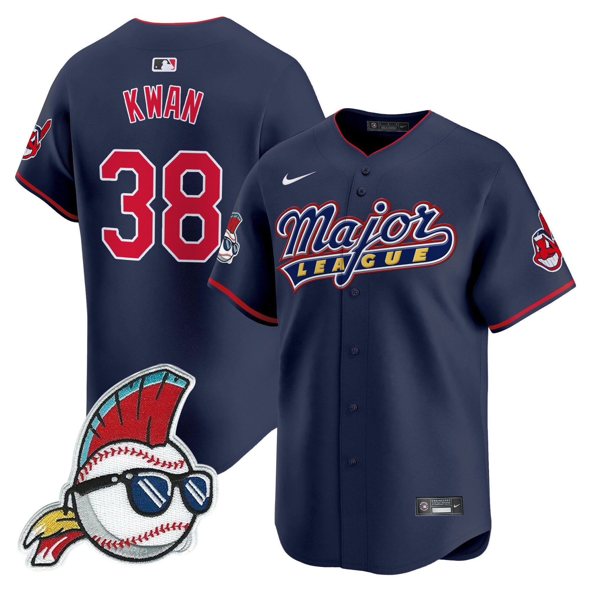 Men's Cleveland Indians Major League Vapor Premier Limited Jersey - All Stitched - Navy, Steven Kwan