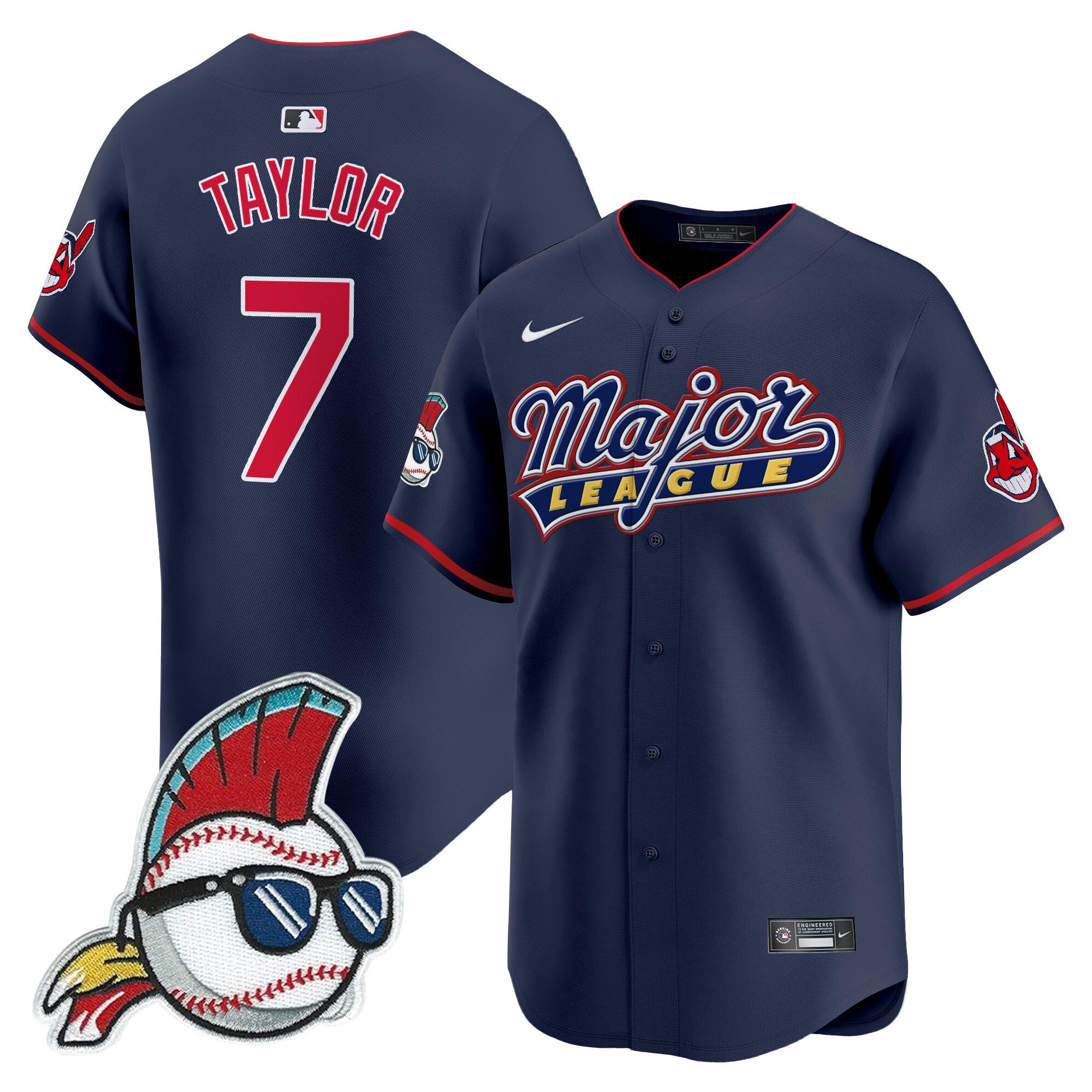 Men's Cleveland Indians Major League Vapor Premier Limited Jersey - All Stitched - Navy, Jake Taylor