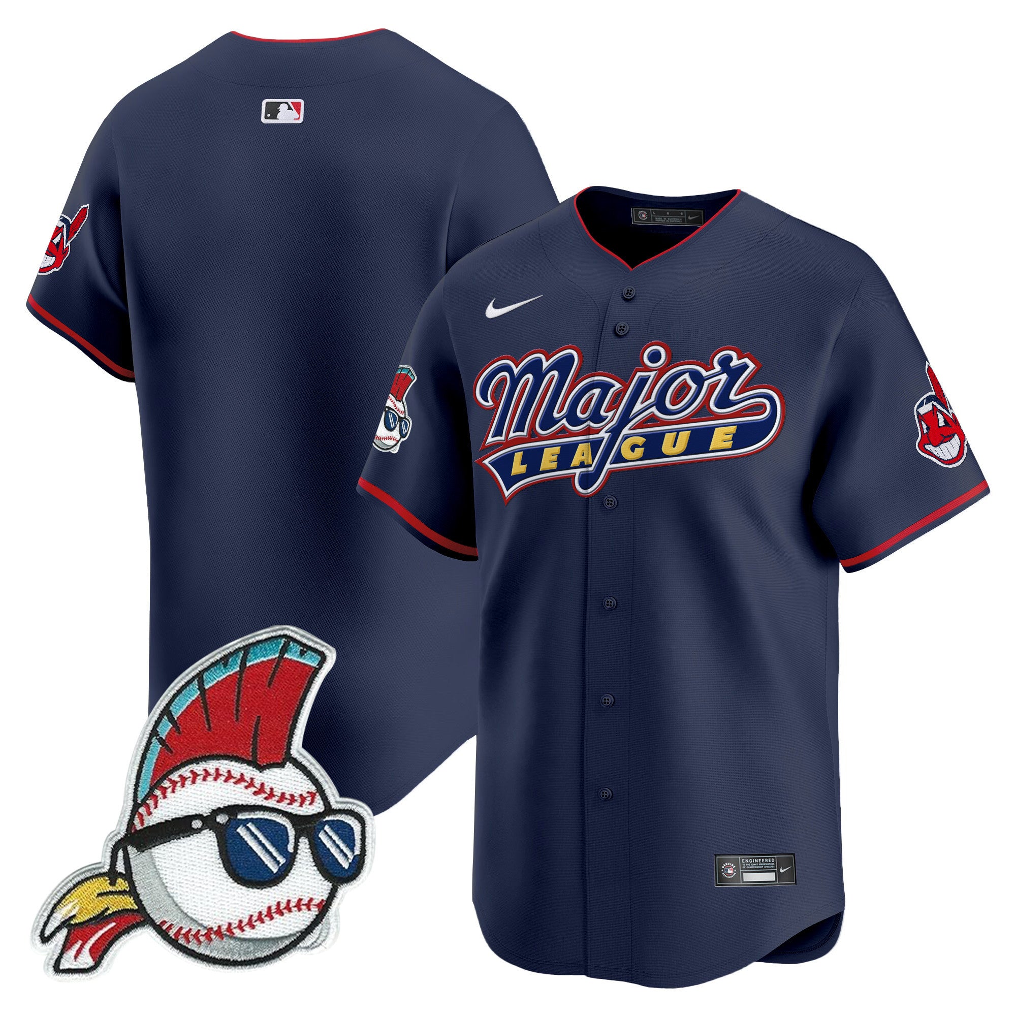 Men's Cleveland Indians Major League Vapor Premier Limited Jersey - All Stitched - Navy, Team