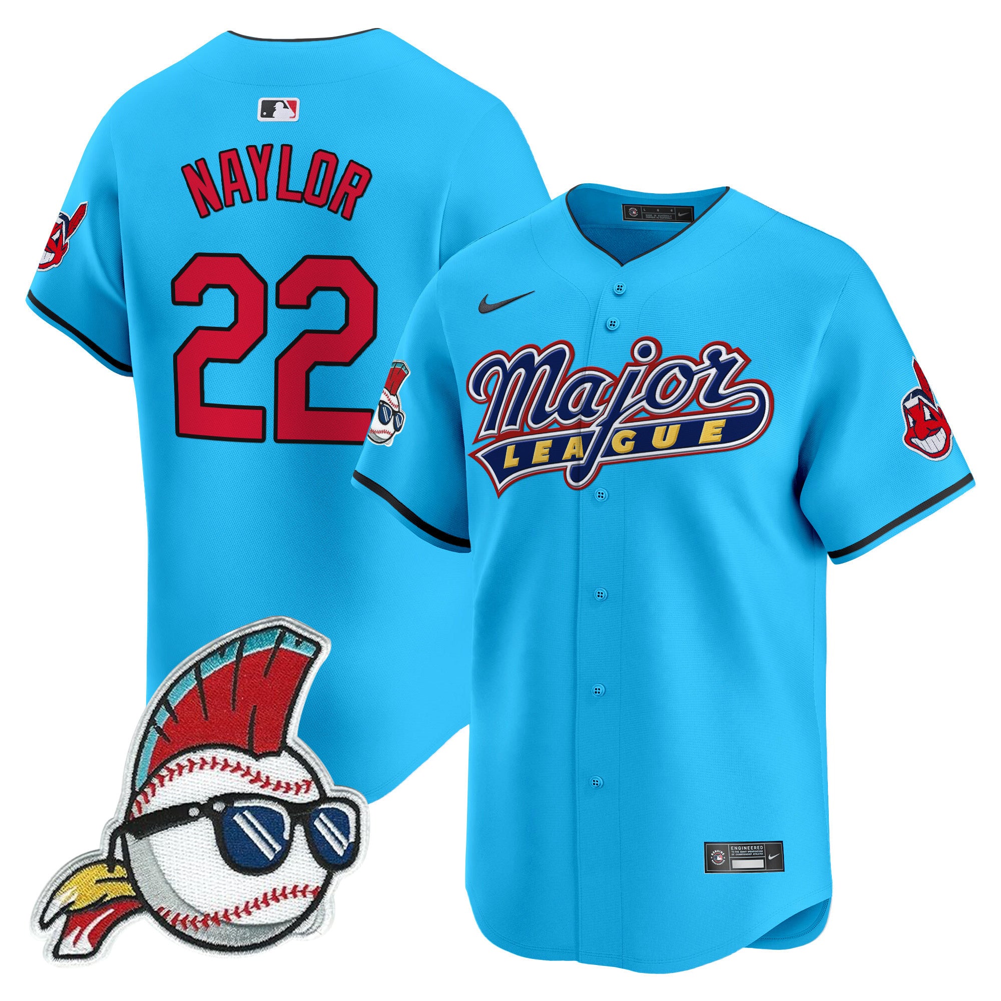 Men's Cleveland Indians Major League Vapor Premier Limited Jersey - All Stitched - Light Blue, Josh Naylor