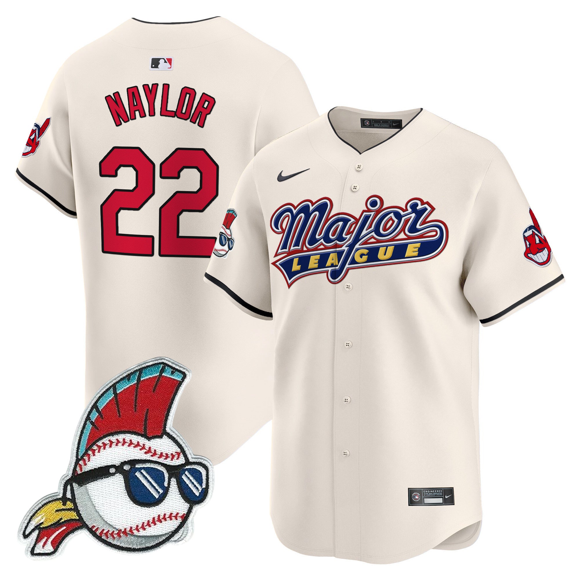 Men's Cleveland Indians Major League Vapor Premier Limited Jersey - All Stitched - Cream, Josh Naylor