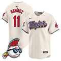 Men's Cleveland Indians Major League Vapor Premier Limited Jersey - All Stitched - Cream, José Ramírez