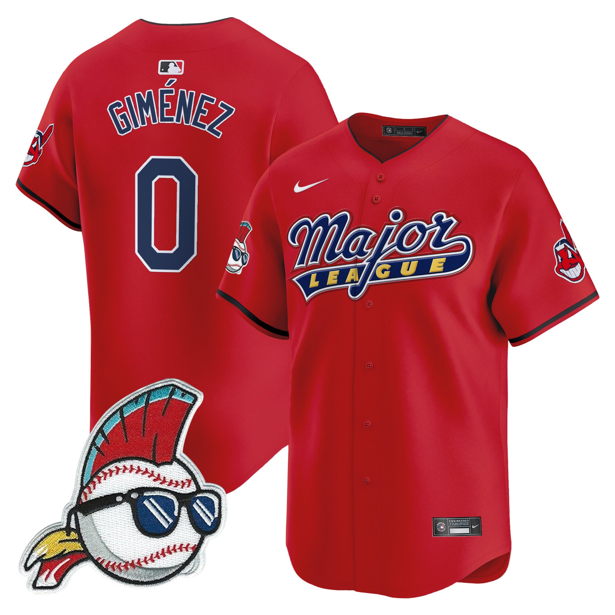 Men's Cleveland Indians Major League Vapor Premier Limited Jersey - All Stitched - Red, Andres Gimenez