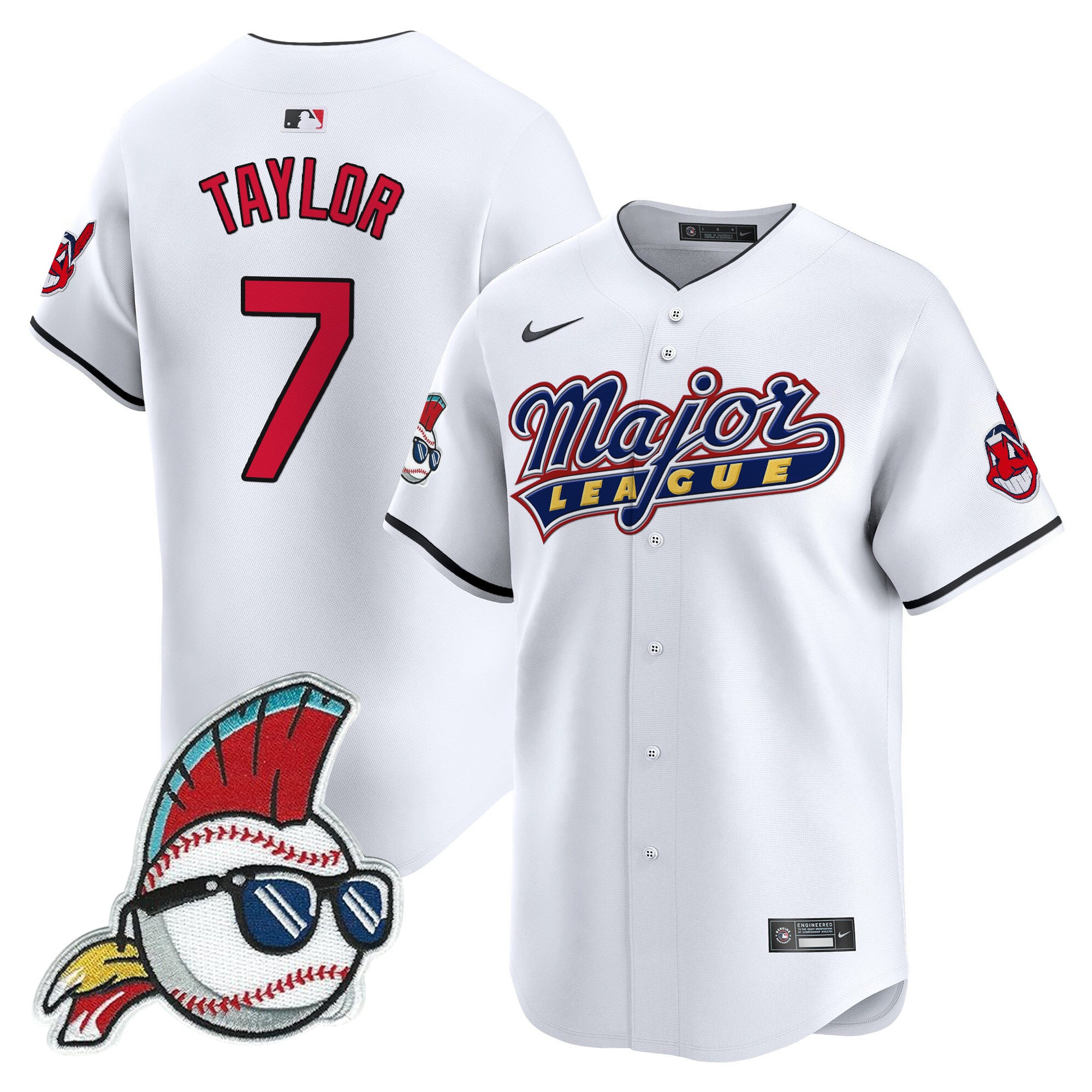 Men's Cleveland Indians Major League Vapor Premier Limited Jersey - All Stitched - White, Jake Taylor