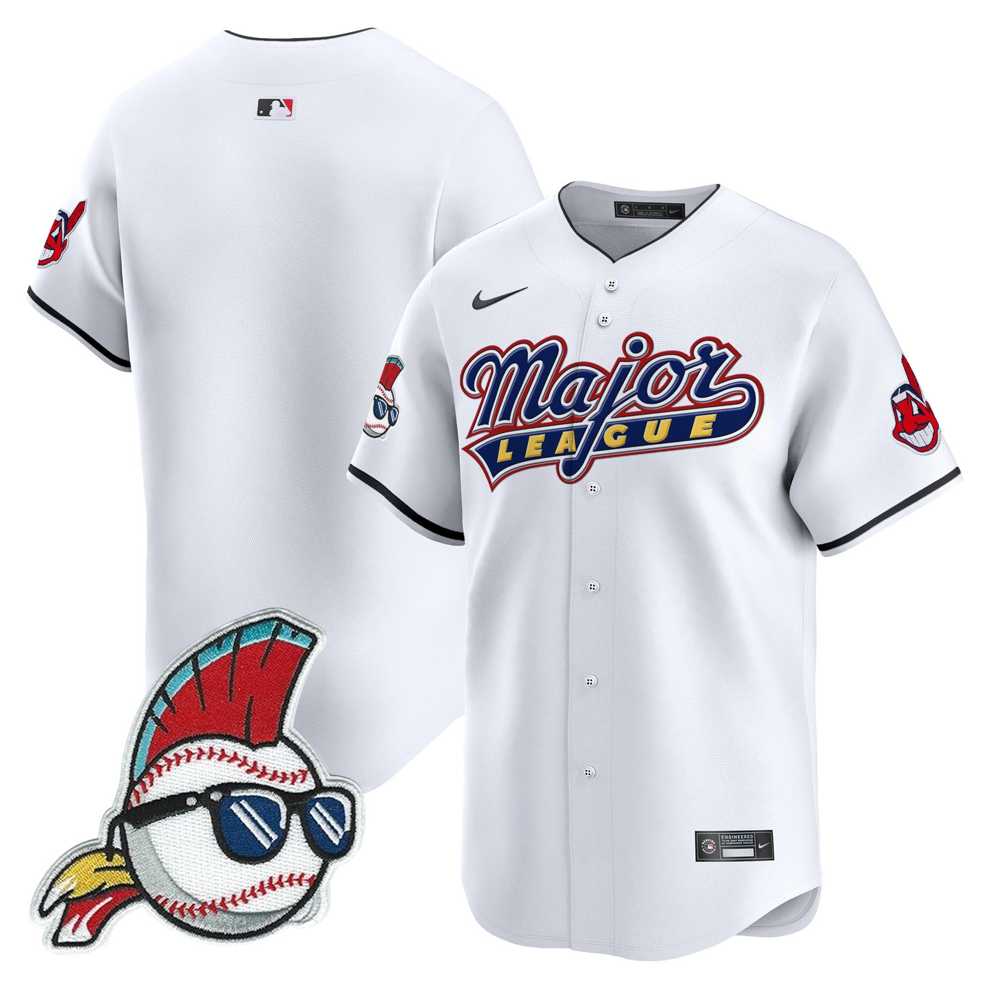 Men's Cleveland Indians Major League Vapor Premier Limited Jersey - All Stitched - White, Team