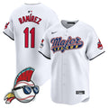 Men's Cleveland Indians Major League Vapor Premier Limited Jersey - All Stitched - White, José Ramírez