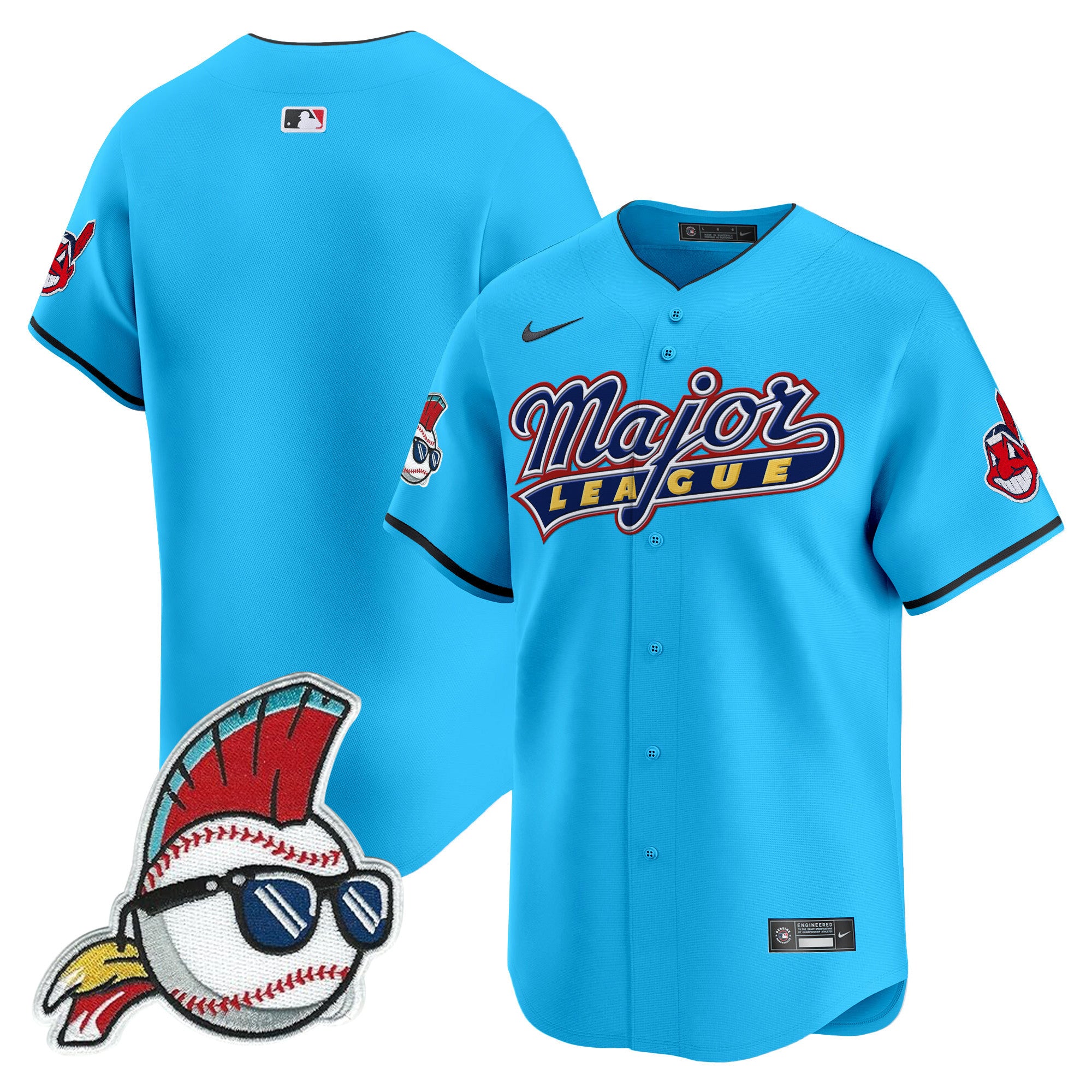Men's Cleveland Indians Major League Vapor Premier Limited Jersey - All Stitched - Light Blue, Team