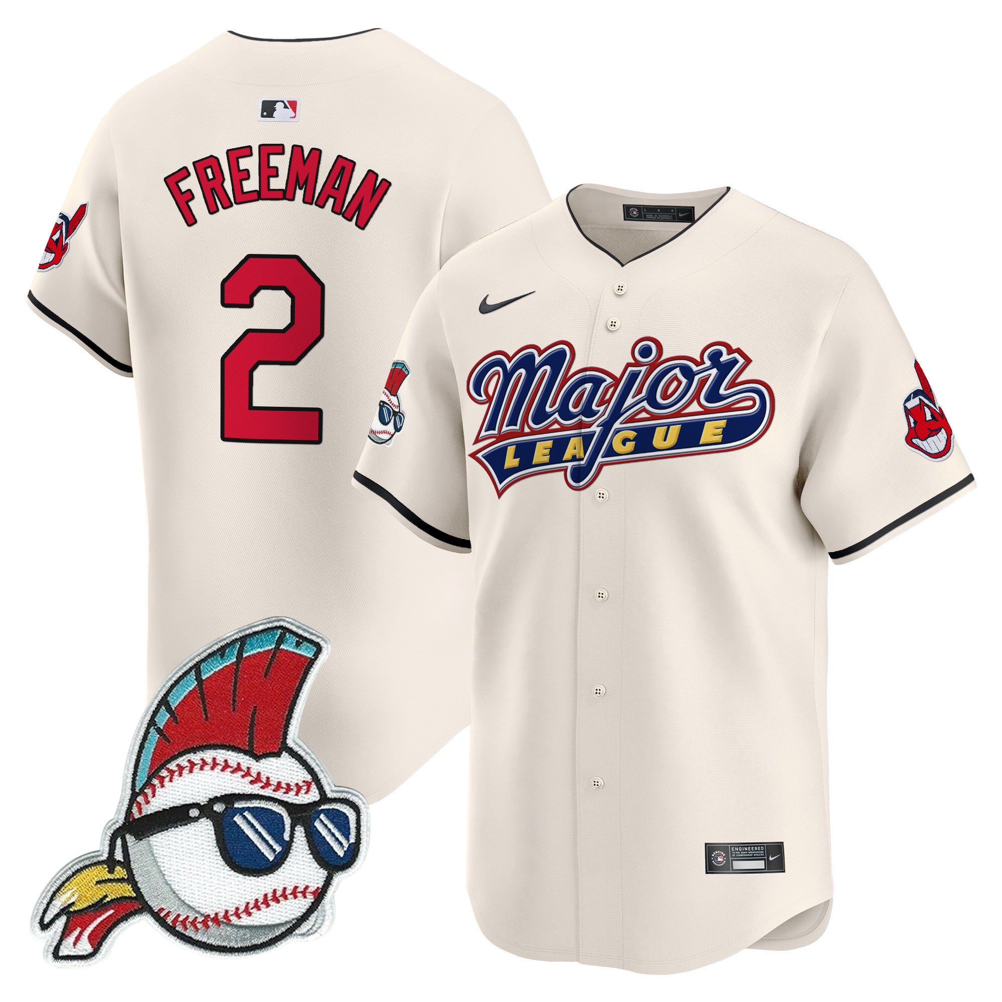 Men's Cleveland Indians Major League Vapor Premier Limited Jersey - All Stitched - Cream, Tyler Freeman