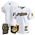 Men's Cleveland Indians MGK Patch Vapor Premier Limited Jersey - All Stitched - White Gold, Team