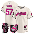 Men's Cleveland Indians MGK Patch Vapor Premier Limited Jersey - All Stitched - Cream, Shane Bieber