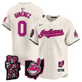 Men's Cleveland Indians MGK Patch Vapor Premier Limited Jersey - All Stitched - Cream, Andres Gimenez