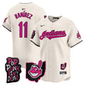 Men's Cleveland Indians MGK Patch Vapor Premier Limited Jersey - All Stitched - Cream, José Ramírez