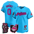 Men's Cleveland Indians MGK Patch Vapor Premier Limited Jersey - All Stitched - Light Blue, Andres Gimenez