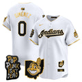 Men's Cleveland Indians MGK Patch Vapor Premier Limited Jersey - All Stitched - White Gold, Andres Gimenez