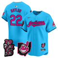 Men's Cleveland Indians MGK Patch Vapor Premier Limited Jersey - All Stitched - Light Blue, Josh Naylor