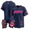 Men's Cleveland Indians MGK Patch Vapor Premier Limited Jersey - All Stitched - Navy, Team