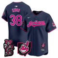 Men's Cleveland Indians MGK Patch Vapor Premier Limited Jersey - All Stitched - Navy, Steven Kwan