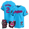 Men's Cleveland Indians MGK Patch Vapor Premier Limited Jersey - All Stitched - Light Blue, Tyler Freeman