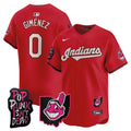 Men's Cleveland Indians MGK Patch Vapor Premier Limited Jersey - All Stitched - Red, Andres Gimenez