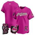 Men's Cleveland Indians MGK Patch Vapor Premier Limited Jersey - All Stitched - Pink, Team