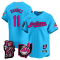 Men's Cleveland Indians MGK Patch Vapor Premier Limited Jersey - All Stitched - Light Blue, José Ramírez